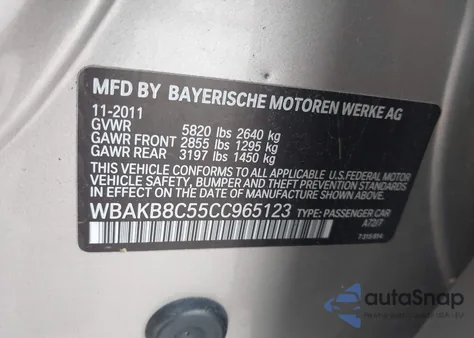 2012 BMW 750Li из США, поврежденный, VIN WBAKB8C55CC965123